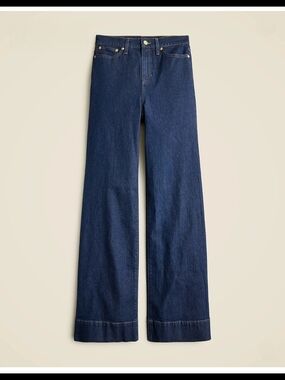 J.Crew Wide Leg Cropped Jeans Women’s Size 30 Blue High Rise Stretch Denim